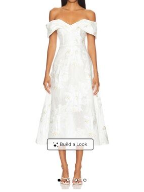 ELLIAT Octavia Midi Dress in Ivory & Gold. Size Large. Worn once.